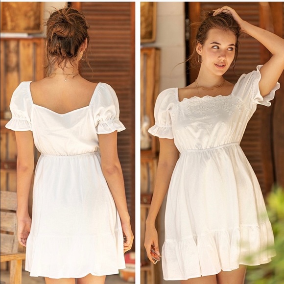 New! White Boho Peasant Dress - Picture 8 of 8